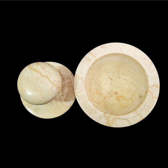 White Marble Mortar & Pestle Set Herbs Spice Grinder Pill Crusher Mushroom Shape - Picture 7 of 10